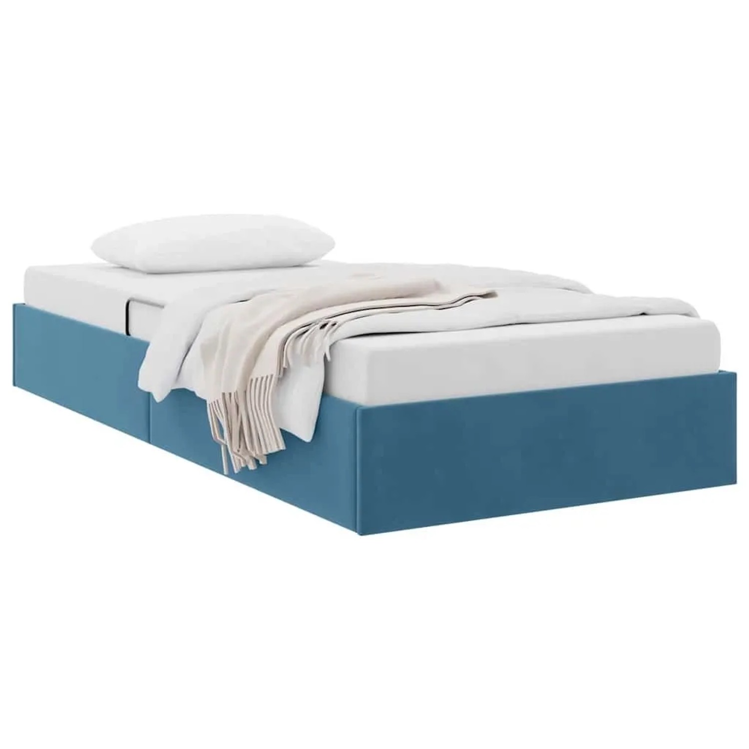 vidaXL Aufbewahrungsbett mit Kopfteil Dunkelblau 100 x 200 cm Samt 3370080