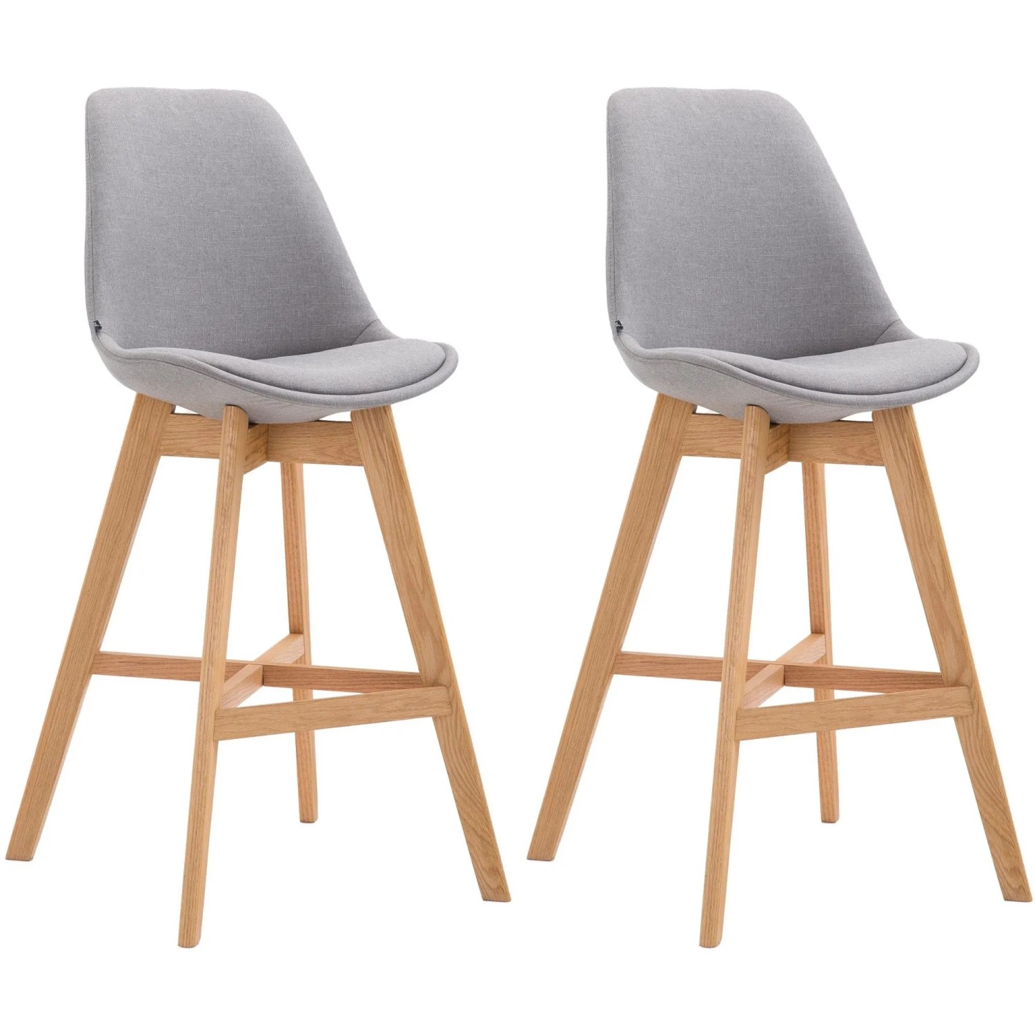 DELUKE 2er Set Barhocker DUMIR Stoff Grau 48x56x112cm Barstuhl Mit Lehne Tresenhocker Tresenstuhl