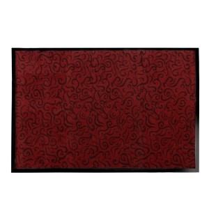 Rote Karat Schmutzfangmatte Brasil 90x120 cm mit schwarzem Muster und Gummirand.