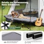 Sekey Campingbett klappbar mit Matratze, grau, 190x71x35 cm. Person liegt entspannt auf dem Feldbett.