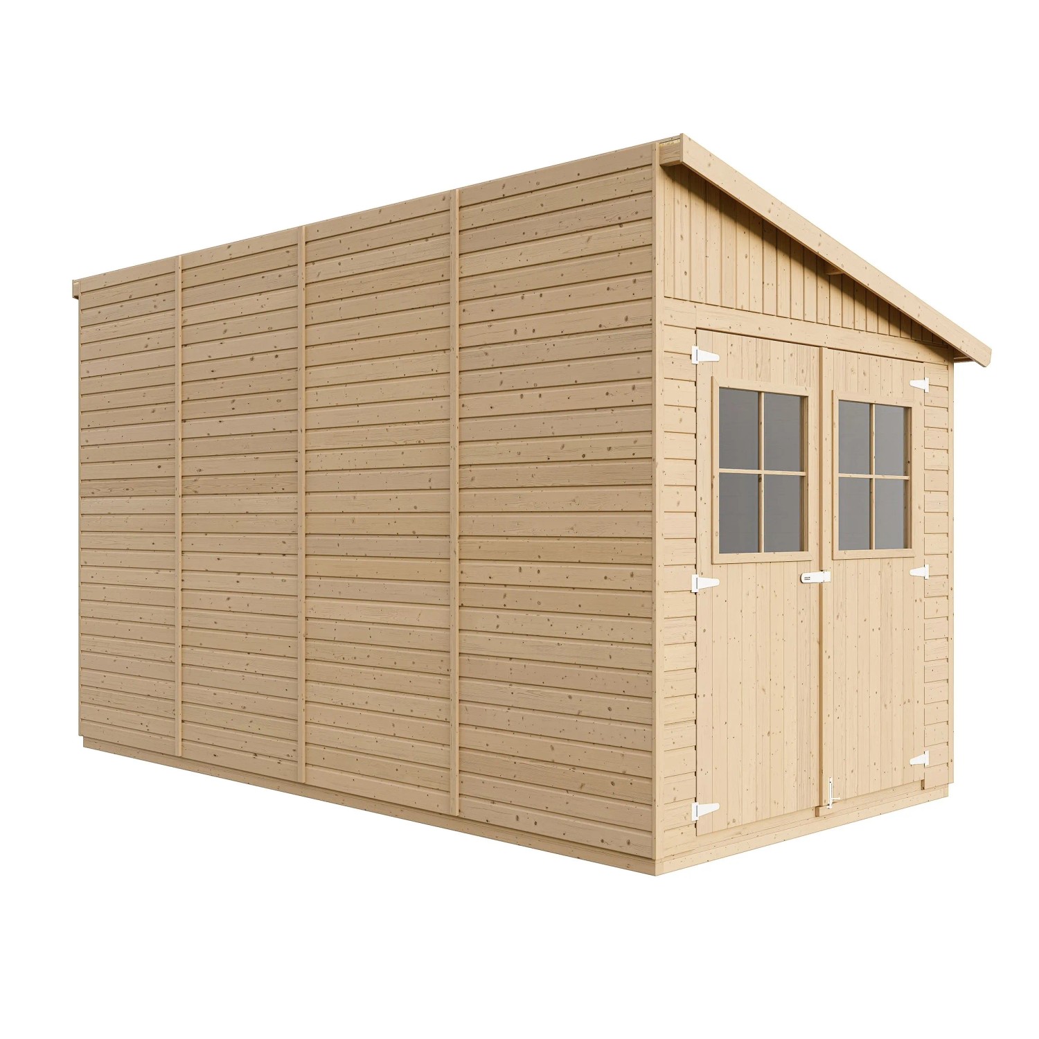 Timbela Gartenhaus M340A+M340G, 8 m², mit Seitenwand und Boden, aus Holz.