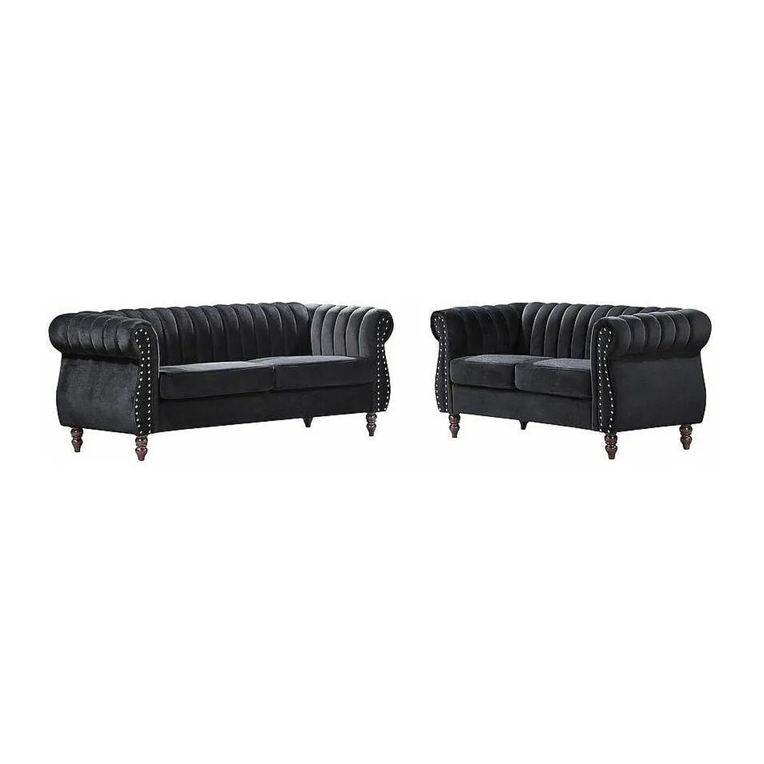 Vente-unique Couchgarnitur Trumbo Schwarz 195 cm  150 cm