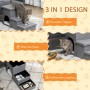 PawHut Hundetreppe mit 3 Stufen, Höhle und Stauraum. Ideal als Aufstiegshilfe und gemütlicher Rückzugsort.