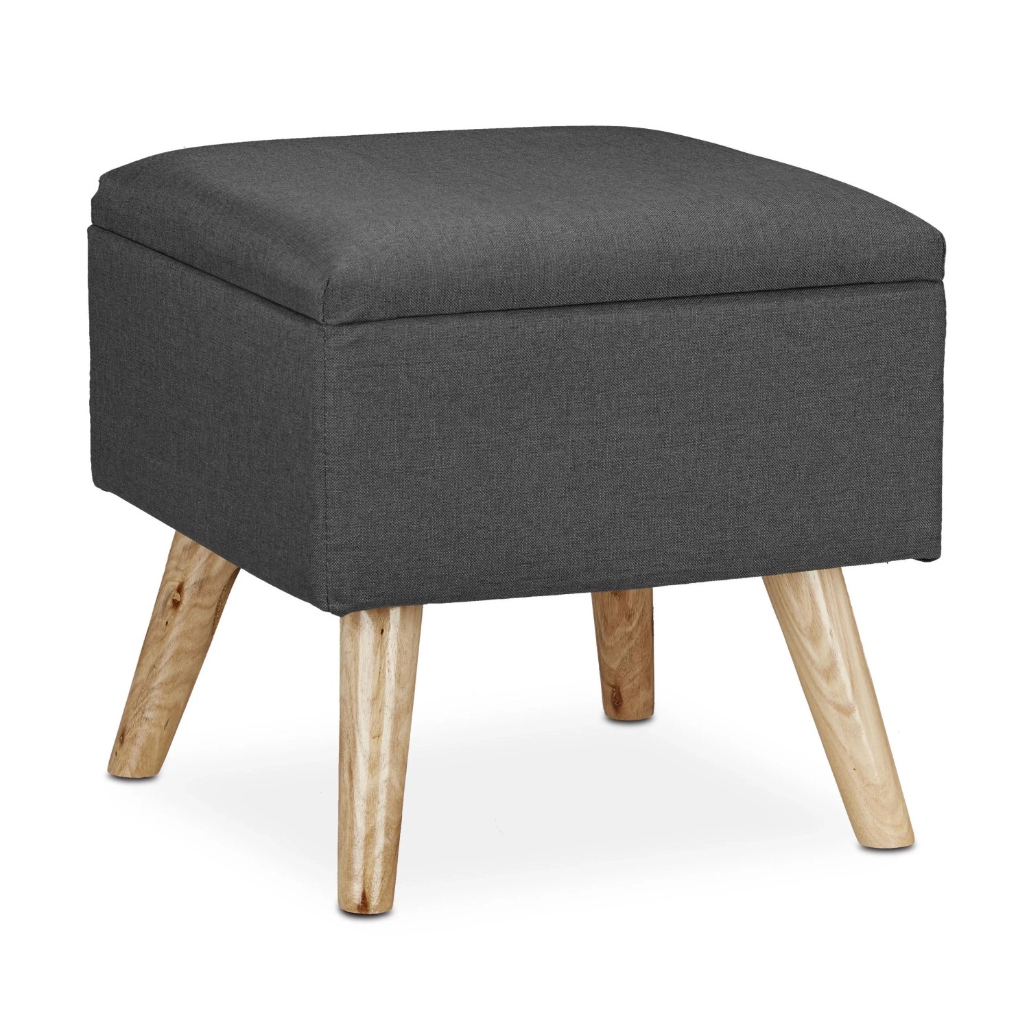 Relaxdays Hocker mit Stauraum Kunstleinen MDF Holz Grau Gepolstert 40 cm x 40 cm x 40 cm 6,5 kg
