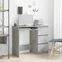Betongrauer Schreibtisch vidaXL mit drei Schubladen, 90x45x76 cm.
