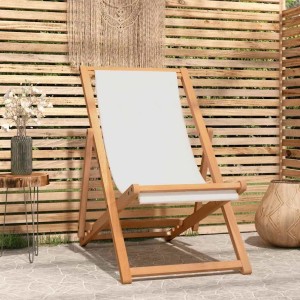 vidaXL Liegestuhl Teak 56x105x96 cm Creme 43802