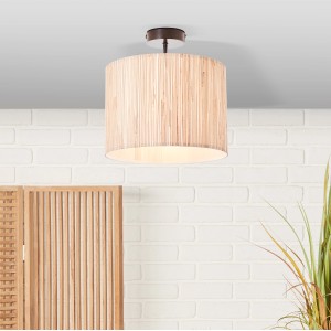 Brilliant Deckenleuchte Wimea, 30 cm, schwarz/Holz, aus Seegras für Innenräume.