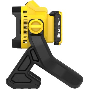 Stanley FatMax Akku-Baustrahler FMCL001B, gelb/schwarz, mit Standfuß. Ideal für Baustelle und Werkstatt.