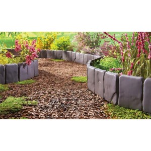 PROREGAL Rasenkante in Steinoptik, 10er-Pack. Gartenzaun aus Draht für Beetbegrenzung.