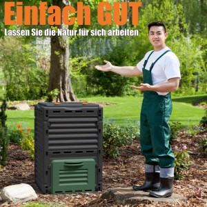 BigDean Komposter, 300 Liter Schnellkomposter aus wetterfestem Kunststoff für den Garten.