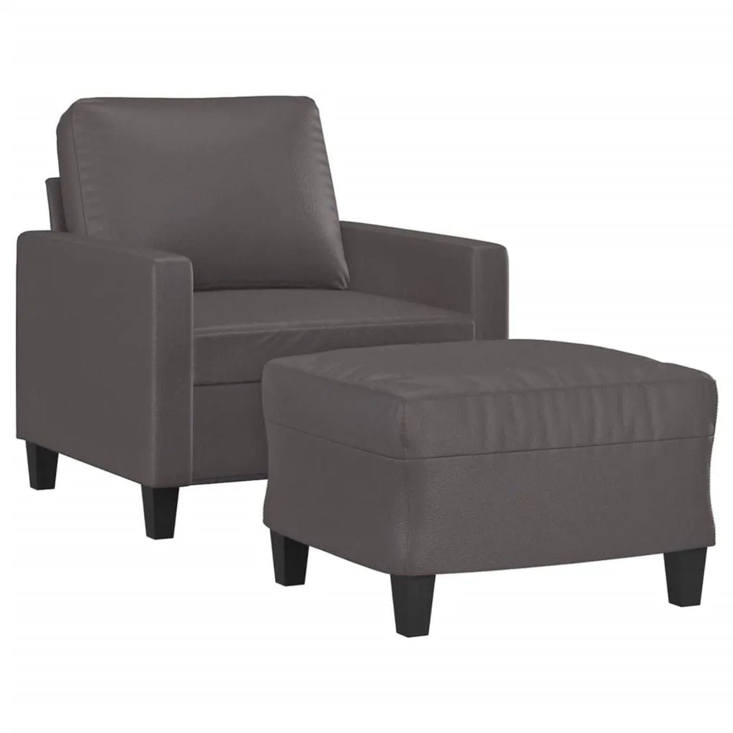 vidaXL Sessel mit Hocker Grau 60 cm Kunstleder 3201021