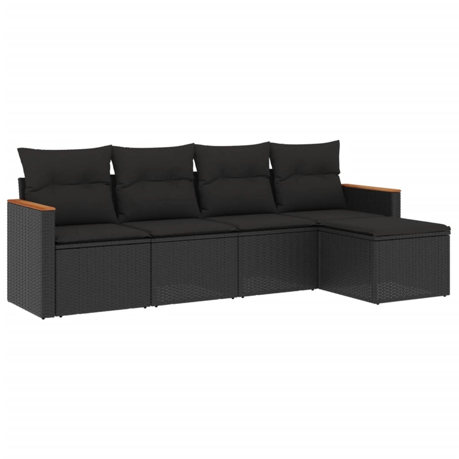 vidaXL 5-Tlg Garten-Sofagarnitur mit Kissen Schwarz Poly Rattan 3225915 günstig online kaufen