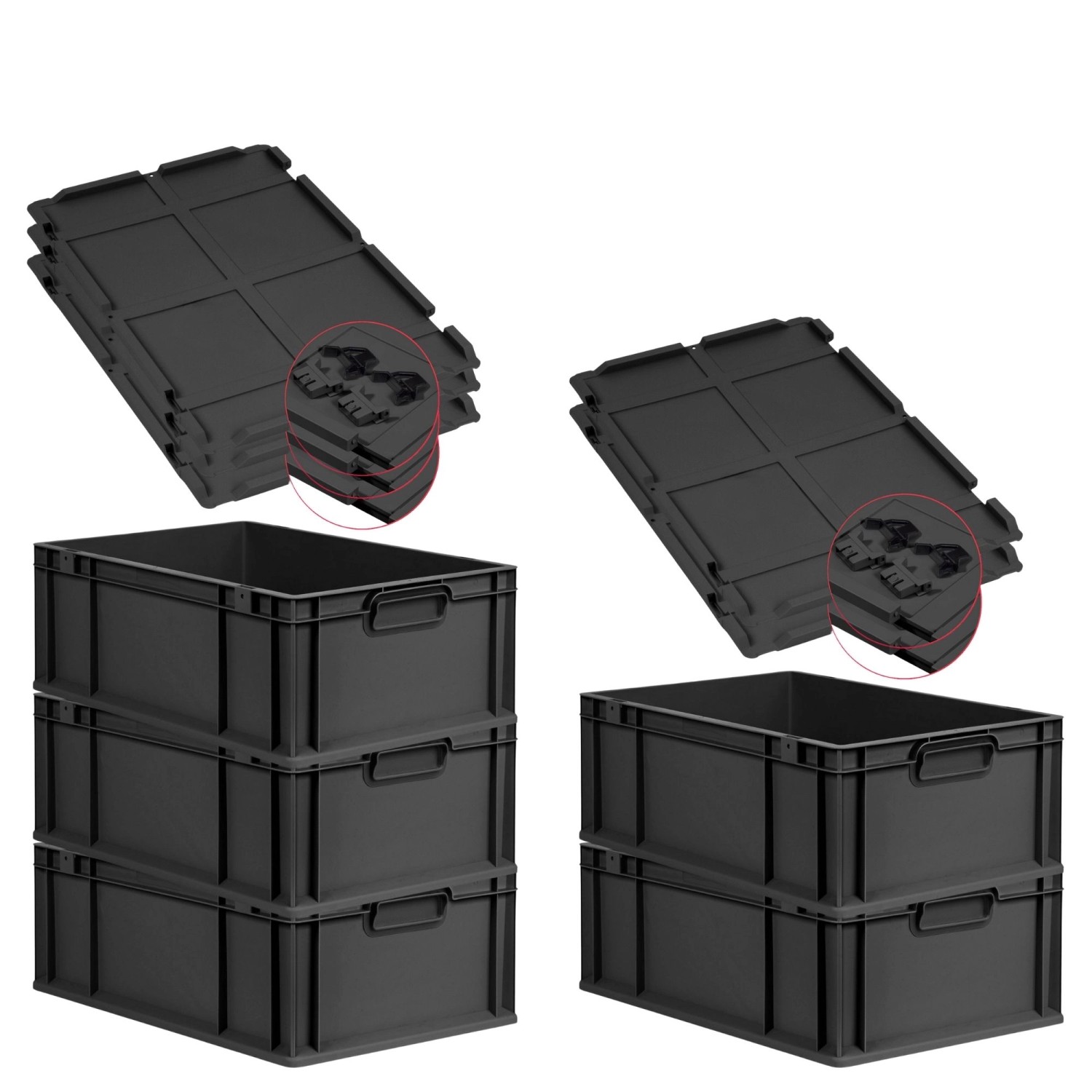 PROREGAL SuperSparSet 5x Eurobox Nextgen Grip Mit Scharnierdeckel Und Schwa günstig online kaufen