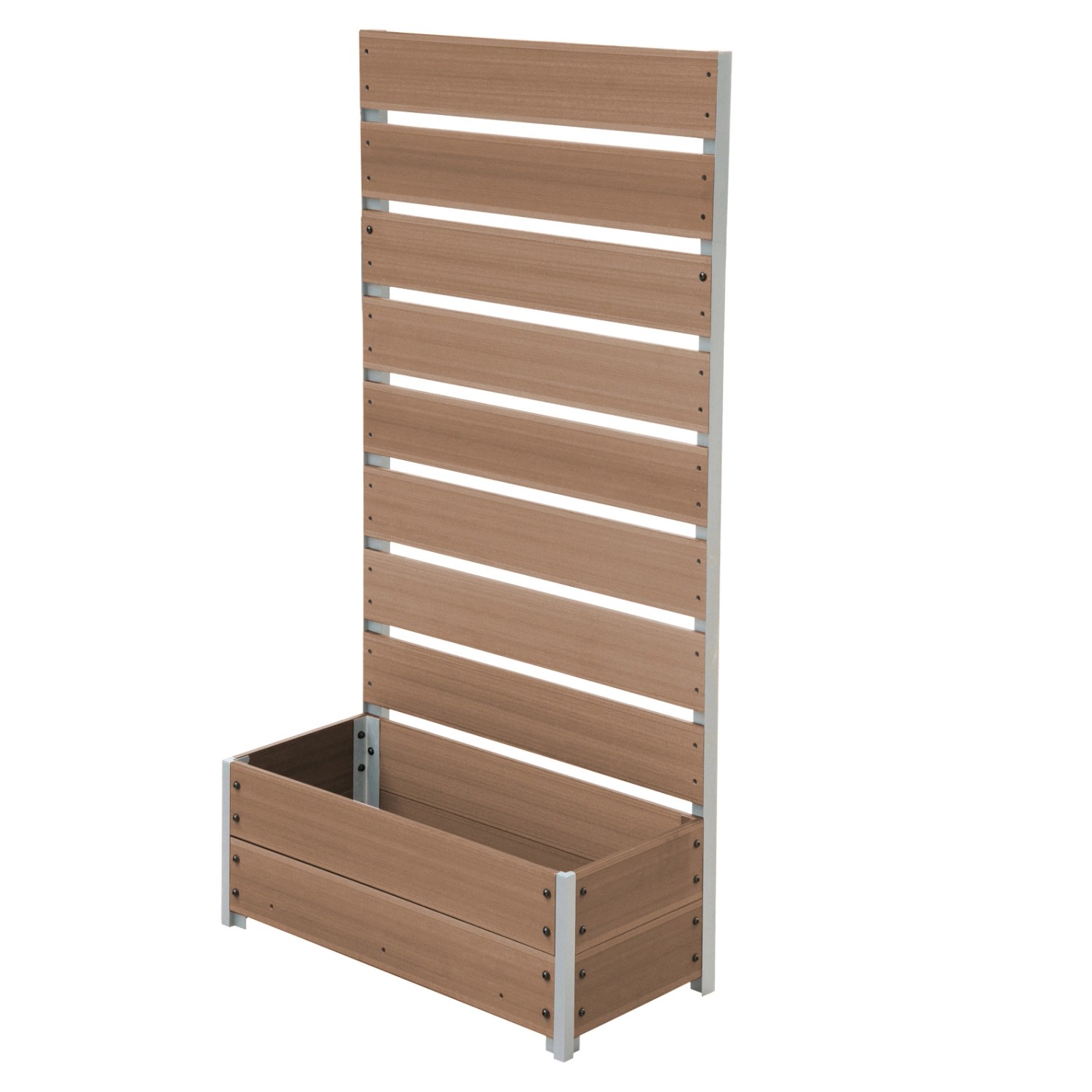 Dobar Pflanzbeet mit Rankgitter aus WPC 137 x 72 cm x 33 cm Teak günstig online kaufen