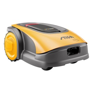Stiga Mähroboter G 300: Rasenmäher Roboter in Gelb/Grau mit Dockingstation. Für Rasenflächen bis 300 m².