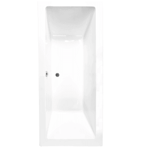 Rechteckige, weiße Basera® Badewanne Naxos, 140x75 cm, Komplettset mit Ablaufgarnitur.