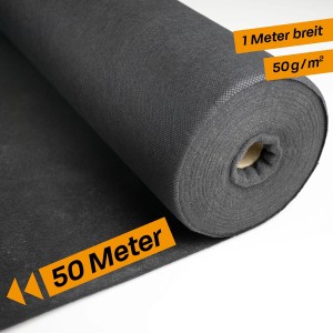 Rolle Hinrichs Unkrautvlies, 50m Gartenvlies in Schwarz.