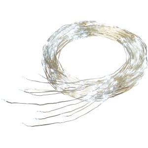 LED-Lichterkette Draht, 200 kaltweiße LEDs, silbernes Kabel, für Innen & Außen.