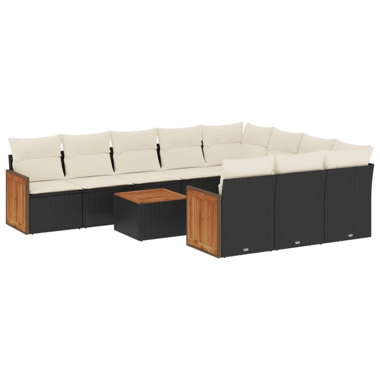 vidaXL 11-Tlg Garten-Sofagarnitur mit Kissen Schwarz Poly Rattan 3228023 günstig online kaufen