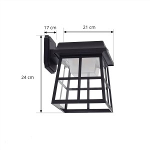 Schwarze Lindby LED Solar-Wandleuchte Latarka mit Bewegungsmelder für den Außenbereich.