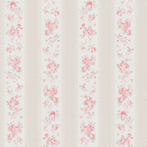 Landhaus Tapete mit Rosen, beige und rosa. Romantische Vliestapete im Vintage Stil.