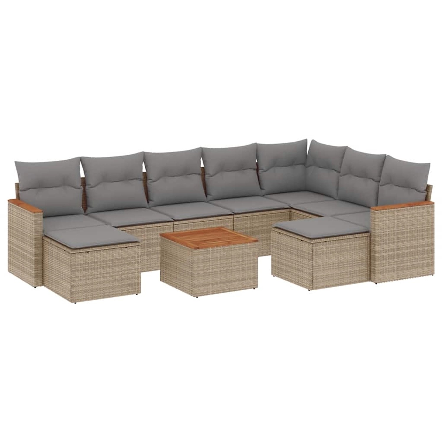 vidaXL 10-Tlg Garten-Sofagarnitur mit Kissen Beige Poly Rattan 3258951 günstig online kaufen