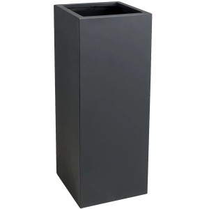 Anthrazitfarbener, hoher Vivanno Pflanzkübel Block aus Fiberglas, 30x30x75 cm.
