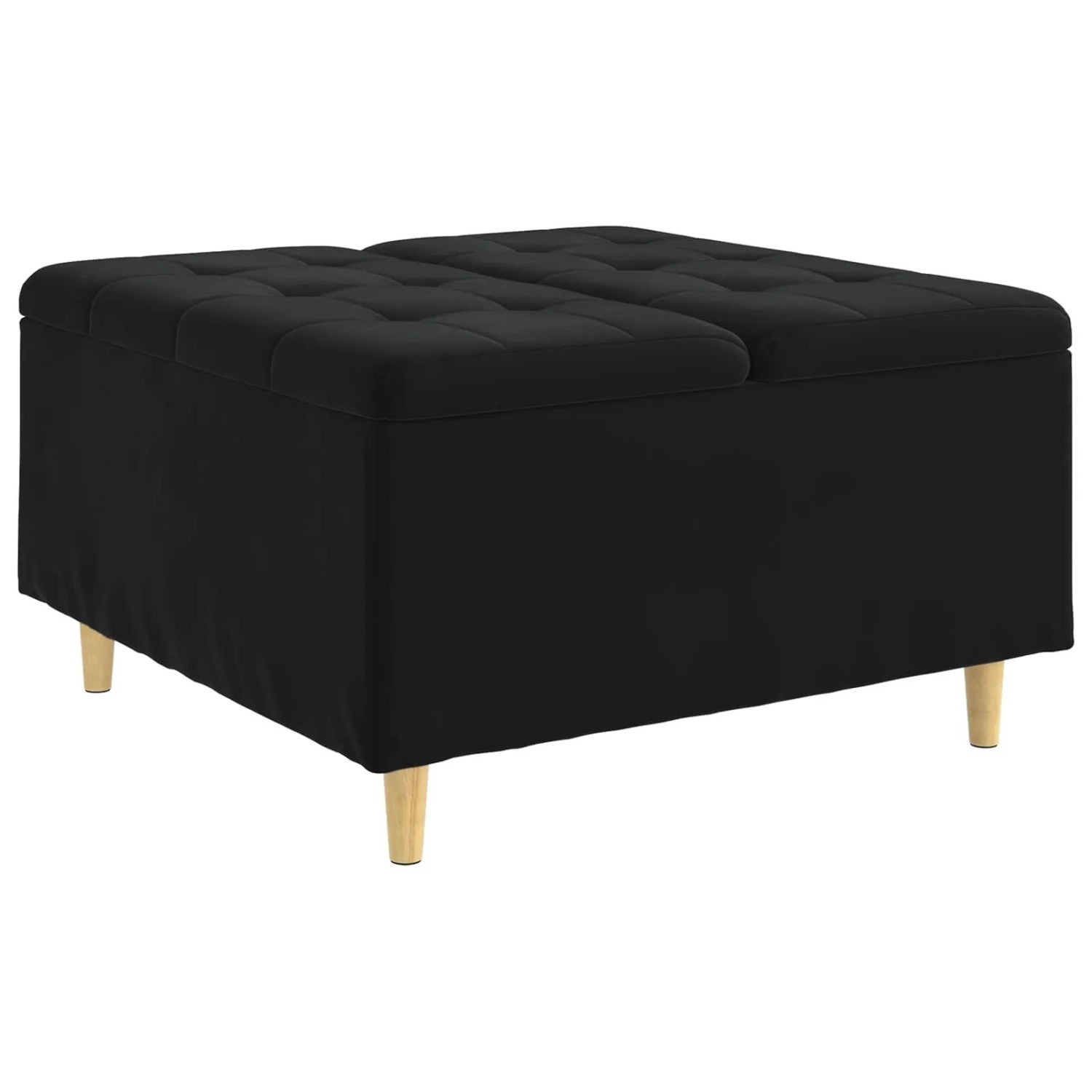 vidaXL Aufbewahrungsottomane mit Kissen Schwarz 80 x 80 x 45 cm Samt 876844