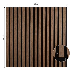 Homestyle4u Akustikpaneele 60x60 2er Set Holz Braun Wallnuss Wandpaneele