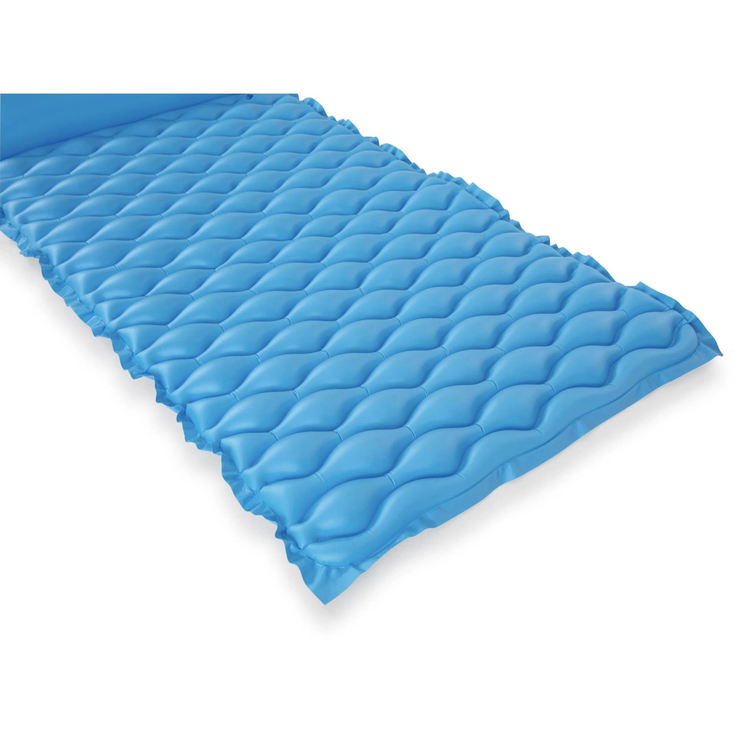 Blaue Bestway Luftmatratze Float'n Roll, 213x86 cm, mit gewellter Oberfläche.