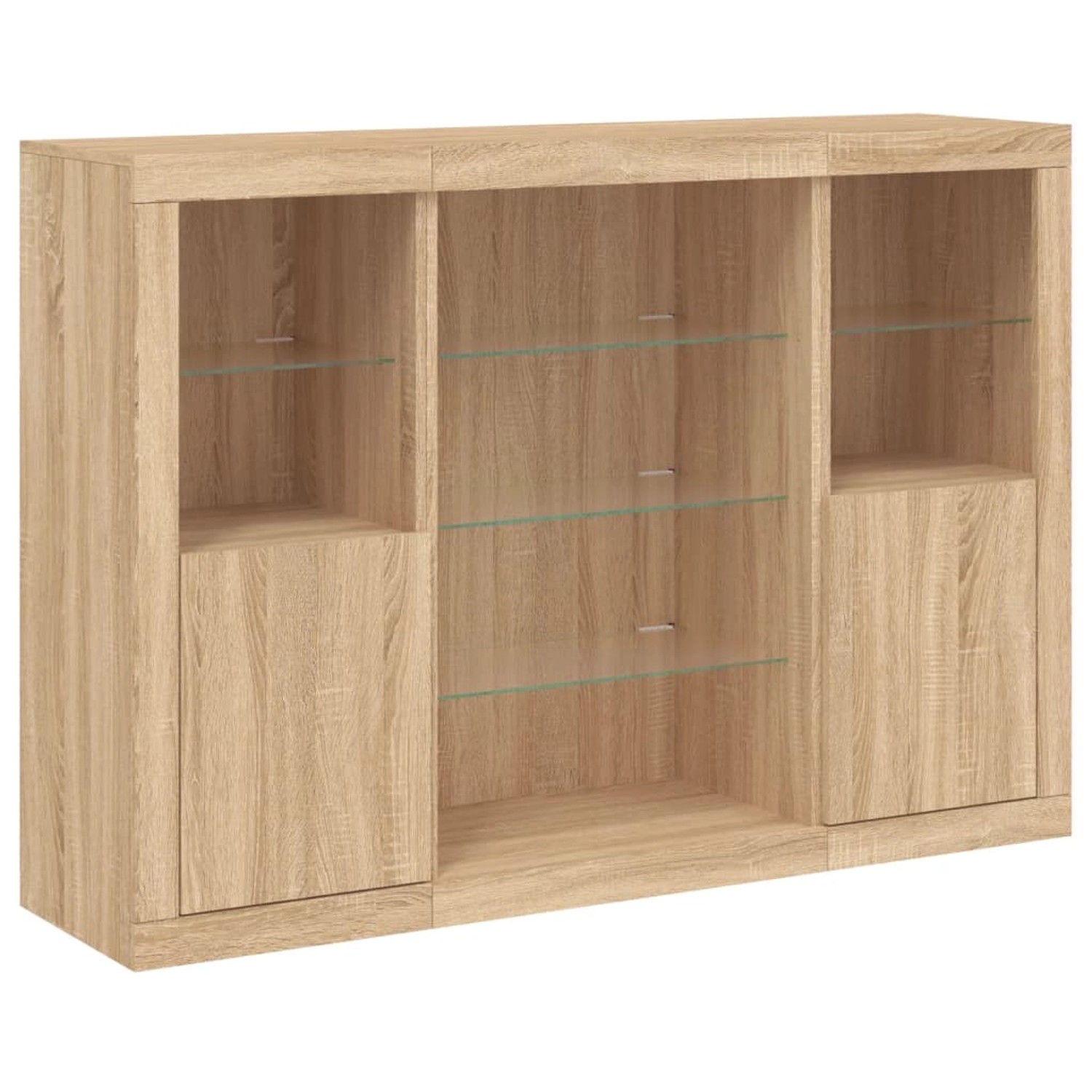 vidaXL Sideboards mit LED-Leuchten 3 Stk Sonoma-Eiche Holzwerkstoff 3209130 günstig online kaufen
