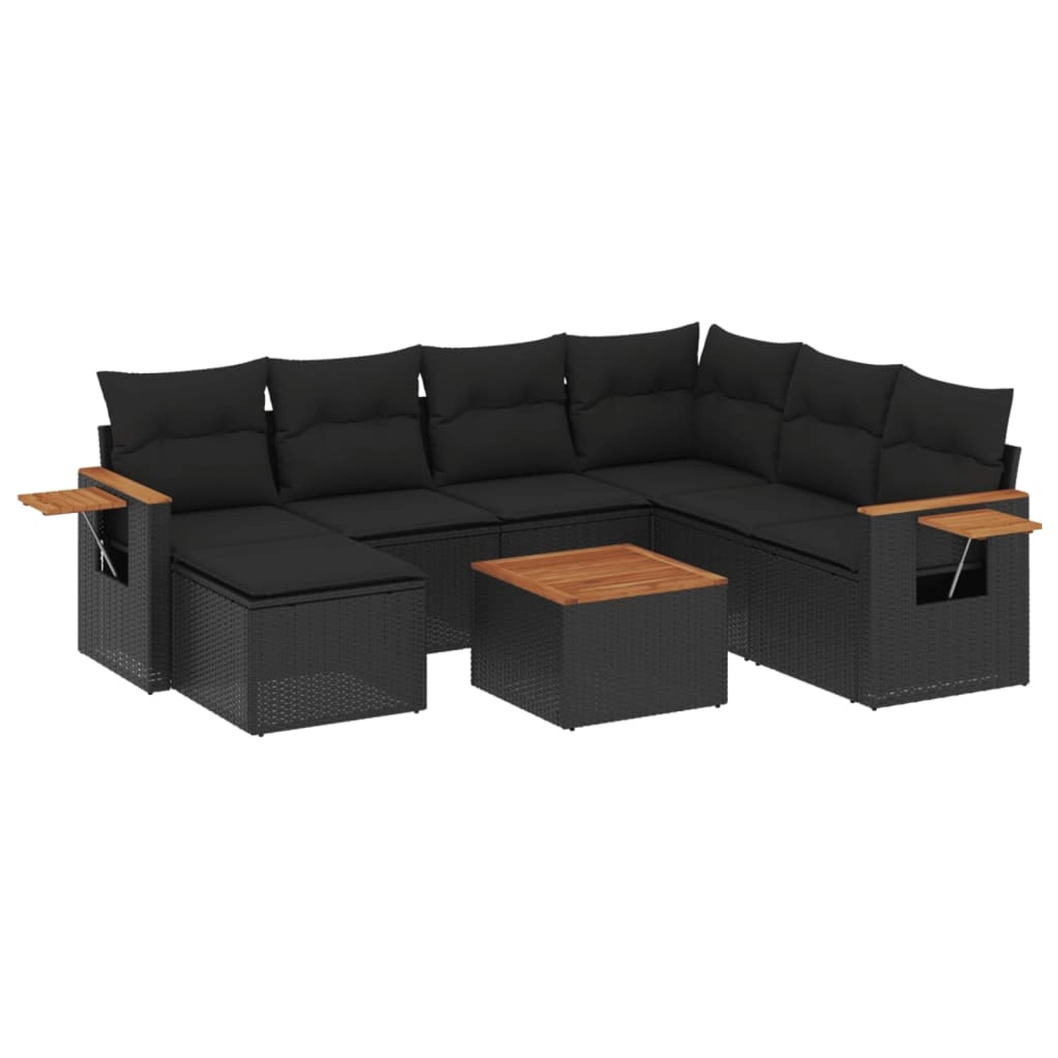 vidaXL 8-Tlg Garten-Sofagarnitur mit Kissen Schwarz Poly Rattan 3227049 günstig online kaufen