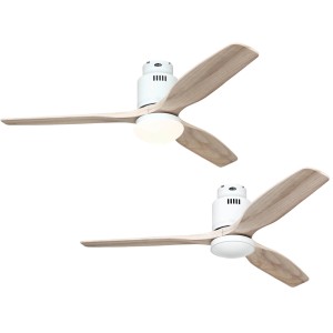 CASAFAN Deckenventilator Aerodynamix Eco, 132 cm, weißes Gehäuse, Holzflügel, mit Lampe.
