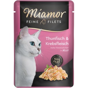 Miamor Katzen-Nassfutter mit Thunfisch und Krebs in Jelly, 100g Packung.