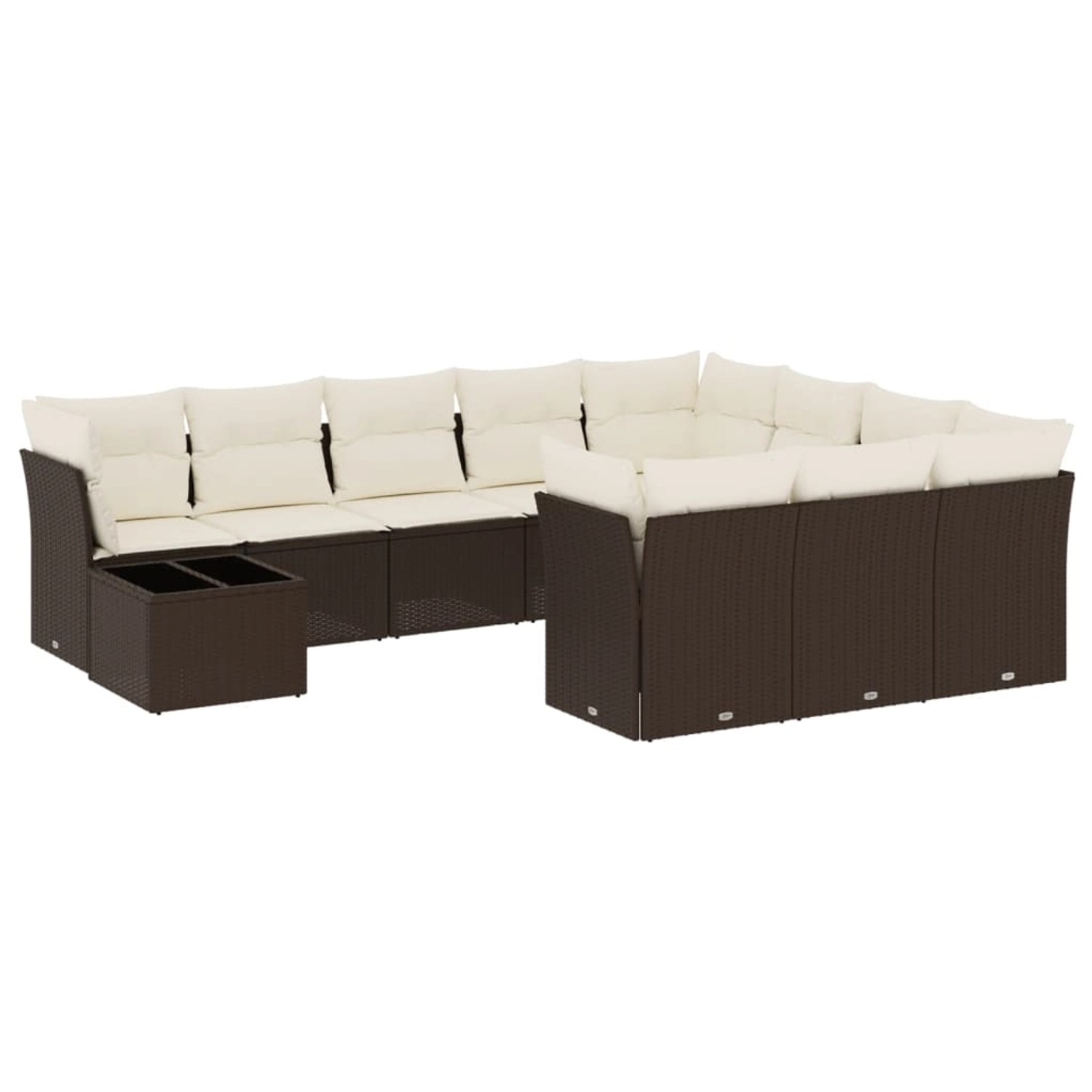 vidaXL 11-Tlg Garten-Sofagarnitur mit Kissen Braun Poly Rattan 3218263 günstig online kaufen