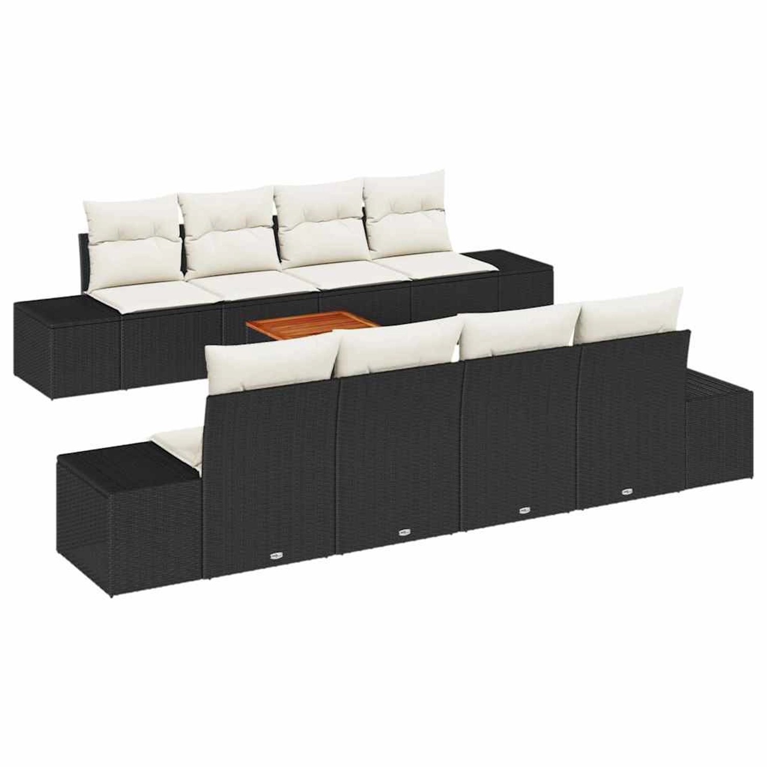 vidaXL Garten-Sofa-Set mit Kissen 9-Tlg Schwarz Poly Rattan 3347929 günstig online kaufen