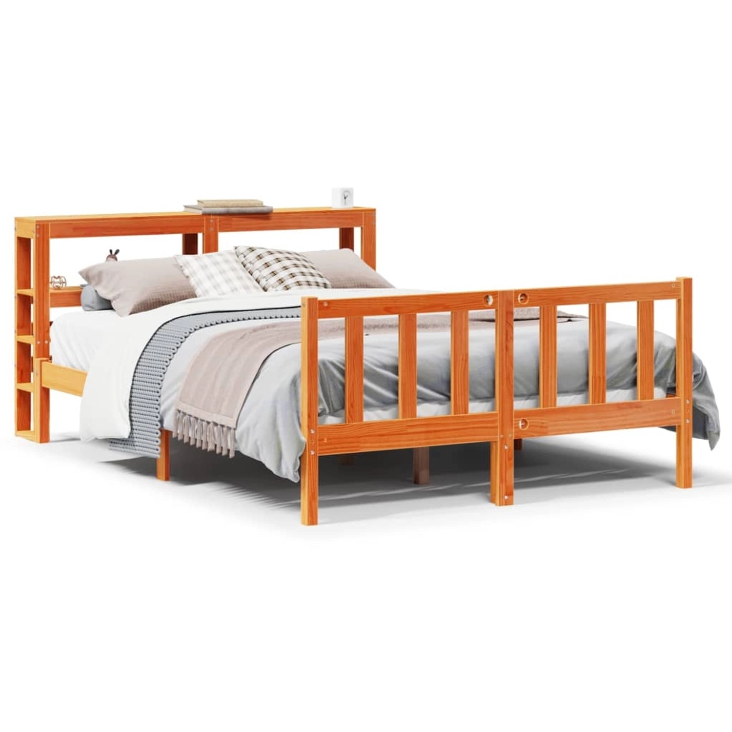 vidaXL Bettgestell mit Kopfteil ohne Matratze Wachsbraun 140x190 cm 3305775 günstig online kaufen
