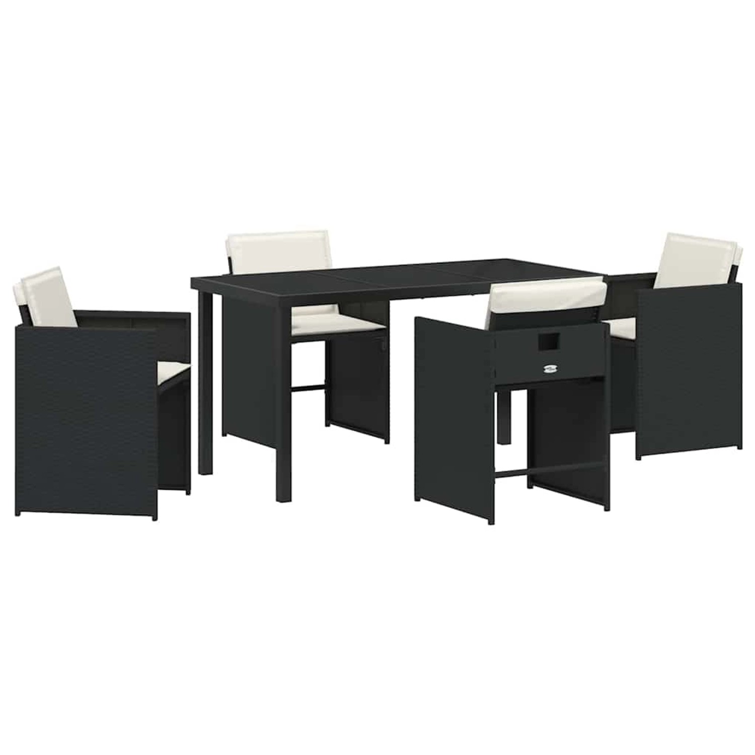 vidaXL 5-Teilige Garten-Essgruppe mit Kissen Schwarz Poly Rattan 3379973 günstig online kaufen