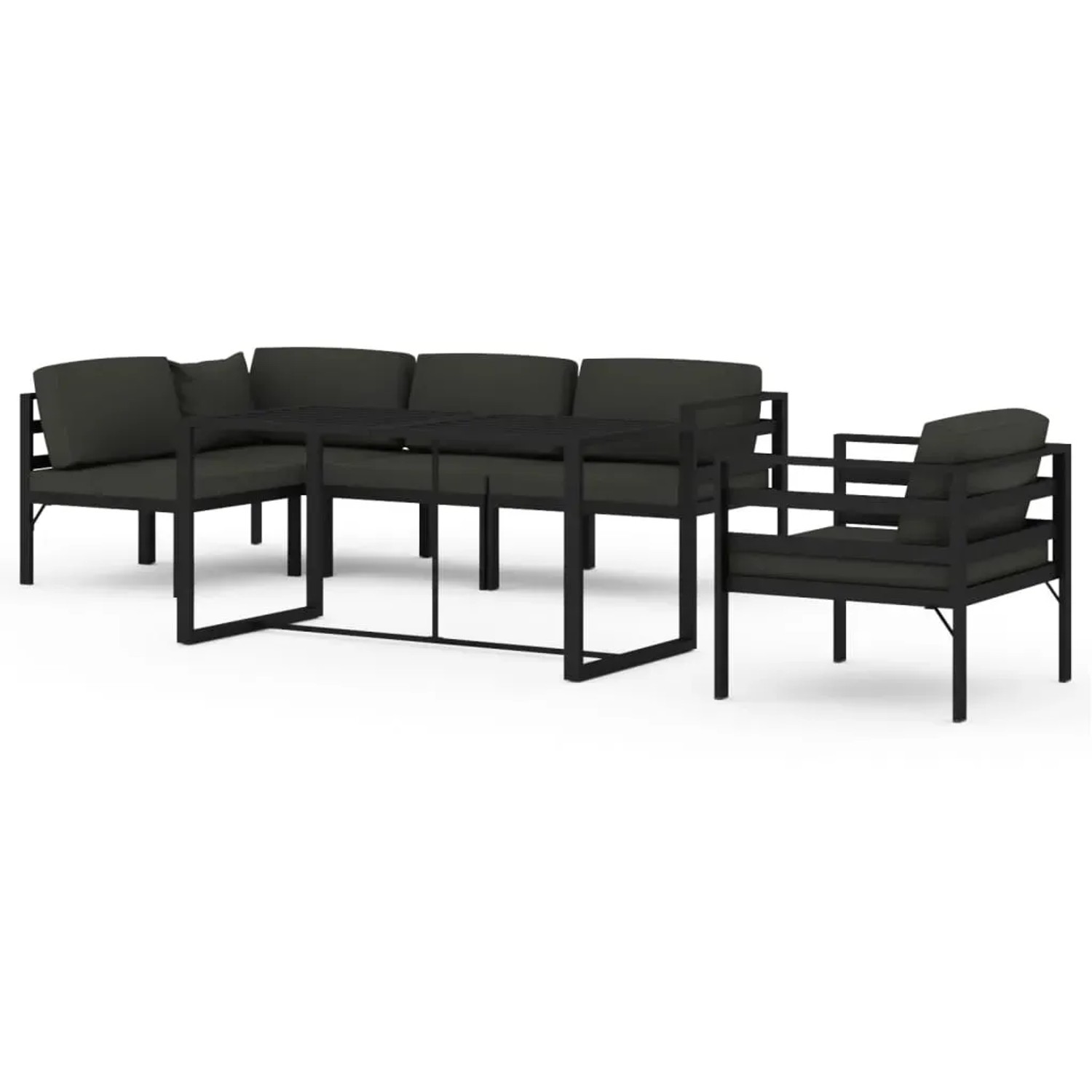 vidaXL 6-Tlg Garten-Lounge-Set mit Kissen Aluminium Anthrazit 3115925
