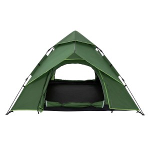 Grünes Pop-Up Camping Zelt für 3-4 Personen. Wasserdichtes Familienzelt mit Schnellaufbau und großem Eingang.