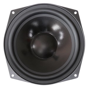 Schwarzer Dynavox Subwoofer 8 Ohm, 200 mm Tieftöner für satten Bass.