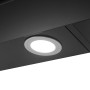 Detailaufnahme: LED-Beleuchtung der schwarzen Respekta Kopffrei Dunstabzugshaube, 90 cm.