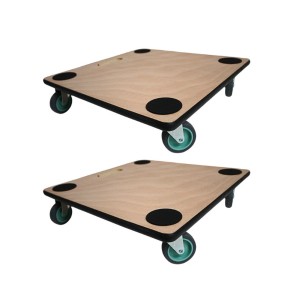 Zwei PROREGAL Transportroller mit Sperrholzplatte, 50x50 cm, 4 Rollen, Traglast 150 kg. Ideal für Werkstatt und Umzug.