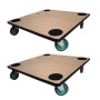 Zwei PROREGAL Transportroller mit Sperrholzplatte, 50x50 cm, 4 Rollen, Traglast 150 kg. Ideal für Werkstatt und Umzug.