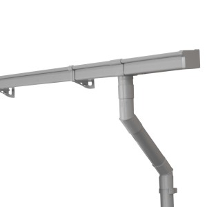 Inefa Dachrinnen Set, 2m Kastenrinne NW 68, grau, aus PVC-U Kunststoff für Gartenhaus.