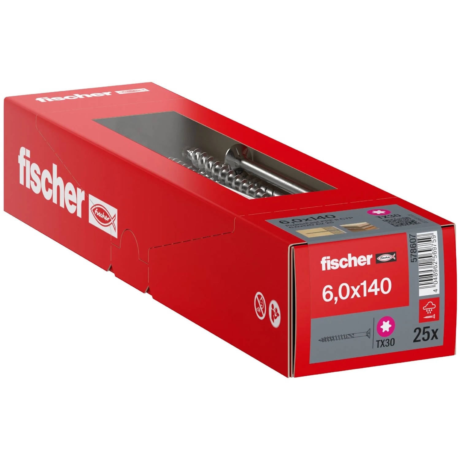 Fischer Schraube PowerFast II A2 Senkkopf TX Teilgewinde Ø 6 x 140 mm 25 Stk