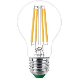 Philips LED E27 Glühbirne, 4W, 840lm, 2er-Set. Klares Glas, warmweißes Licht.