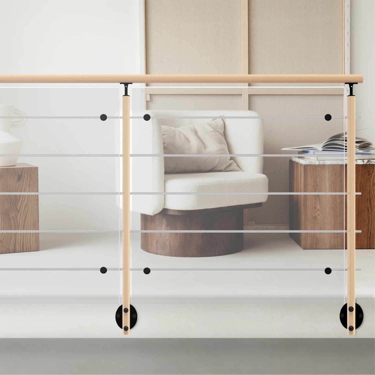 Kordo Geländerpfosten aus Buchenholz mit seitlicher Befestigung für Hesta Geländer.