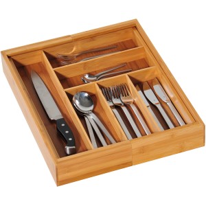 Variabler Kesper Besteckkasten aus Bambus (FSC®) mit Besteck in Fächern.