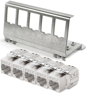 hb-digital Hutschienenadapter 5 Port  mit CAT 7 Keystone Modul RJ46